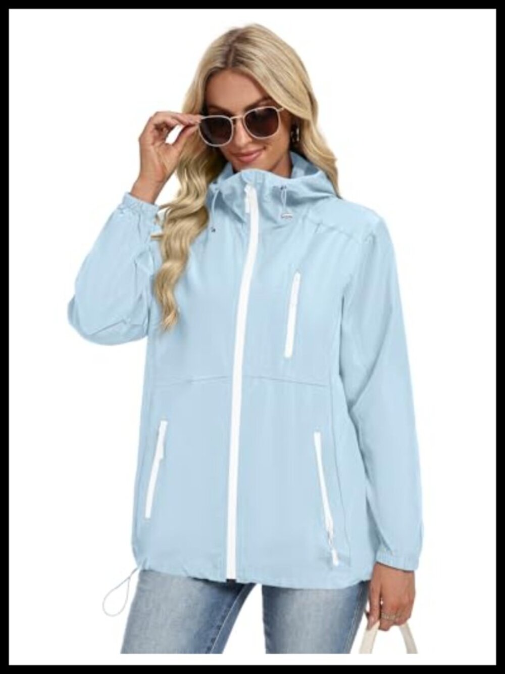 Women's Lightweight Waterproof Packable Rain Jacket with Hood Windbreaker